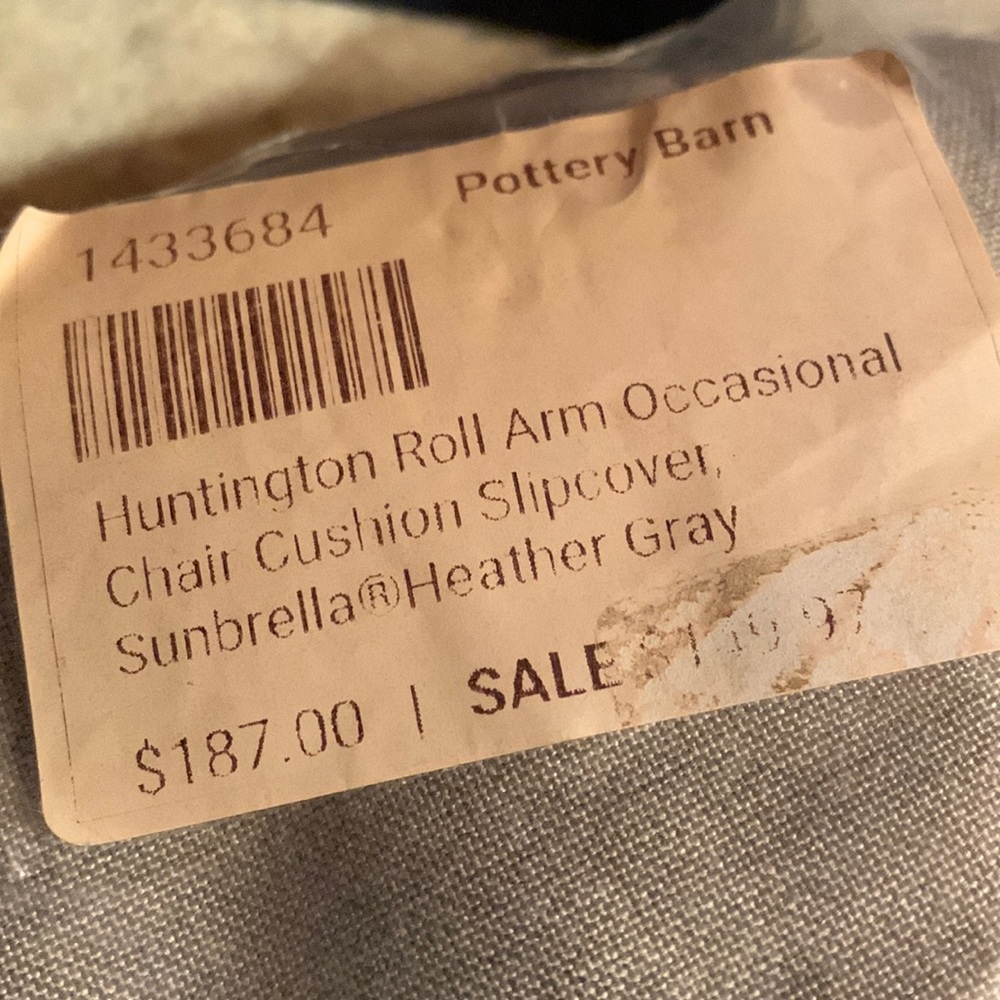 Pottery Barn Huntington Roll Arm Swivel Sunbrella Cushion Slipcover Heather gray
